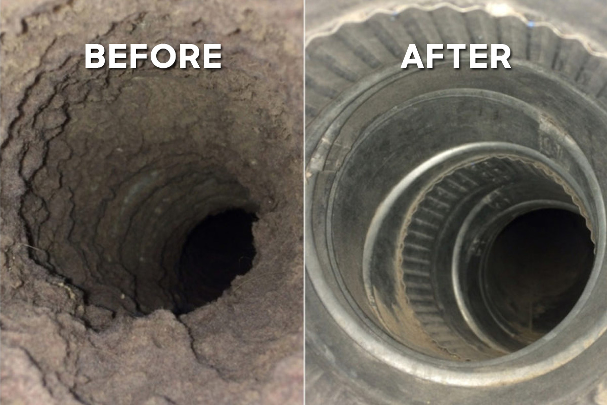 dryer vent cleaning before after